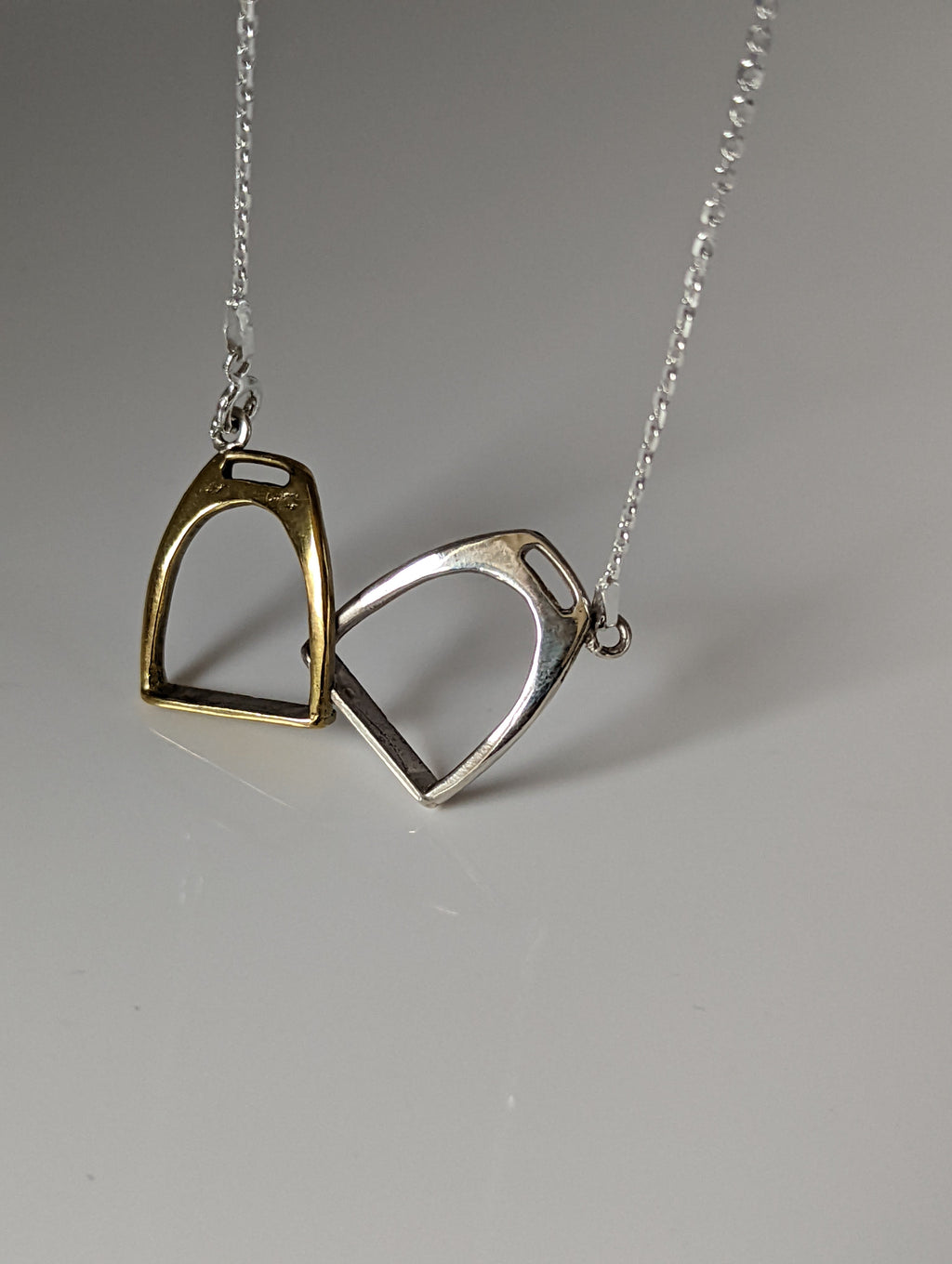 Silver Steed Two Stirrups Necklace