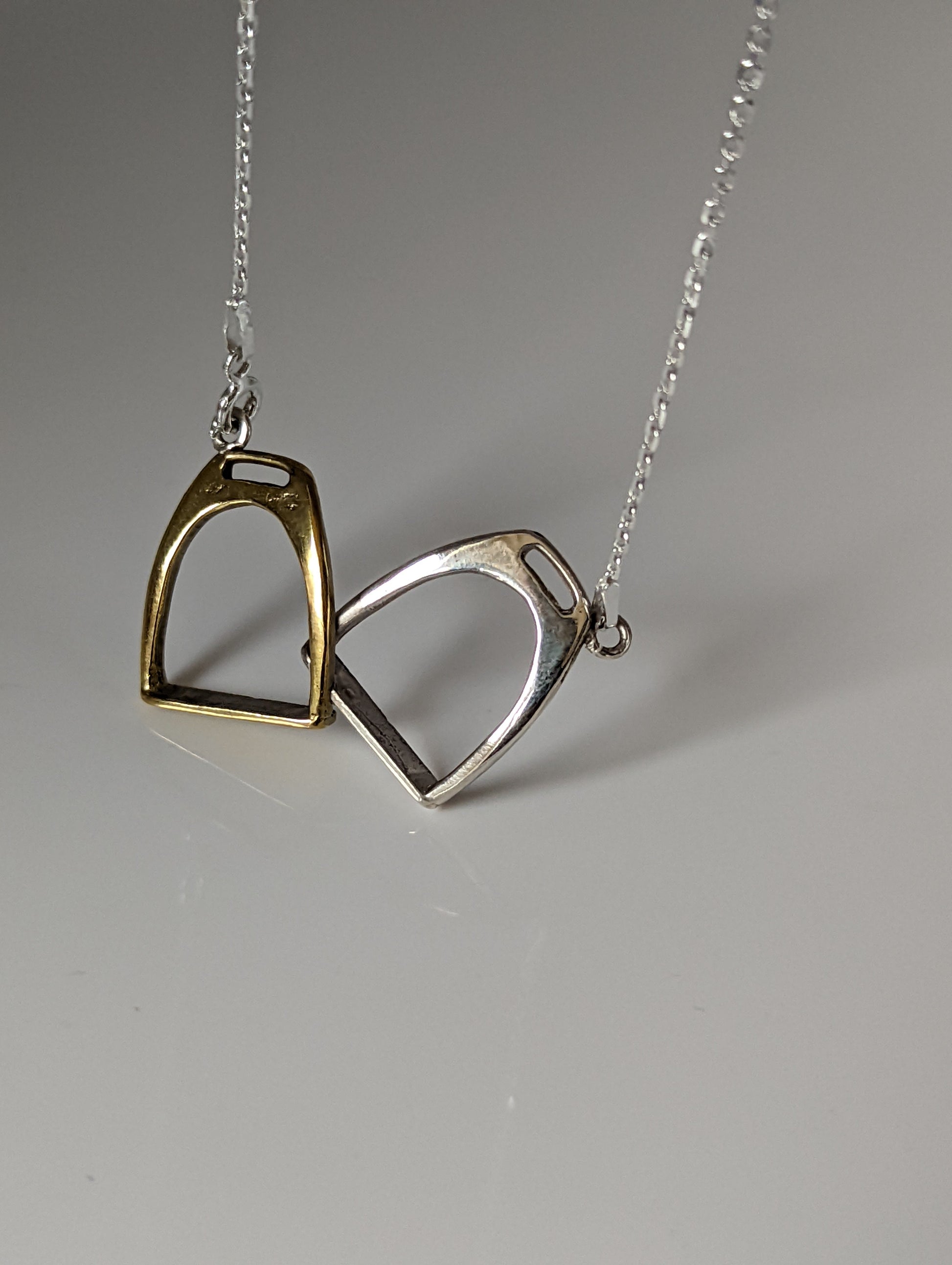 Silver Steed Two Stirrups Necklace