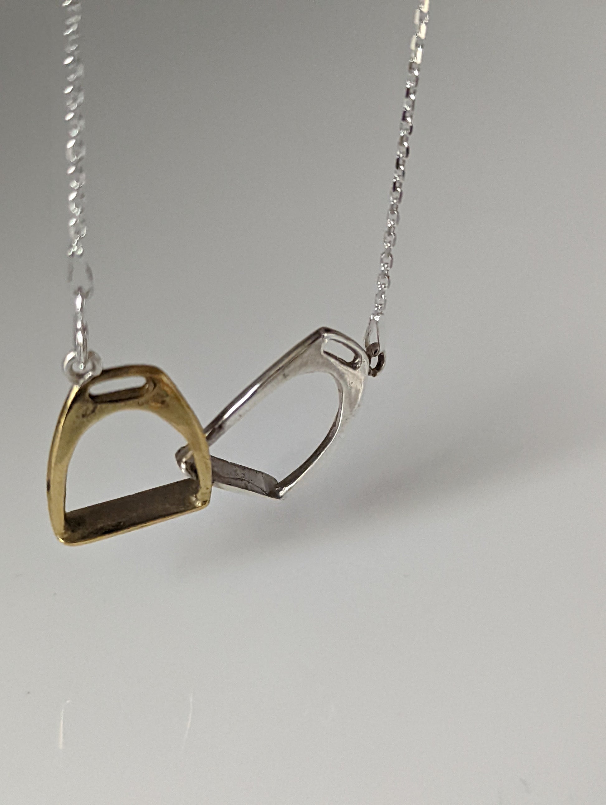 Silver Steed Two Stirrups Necklace
