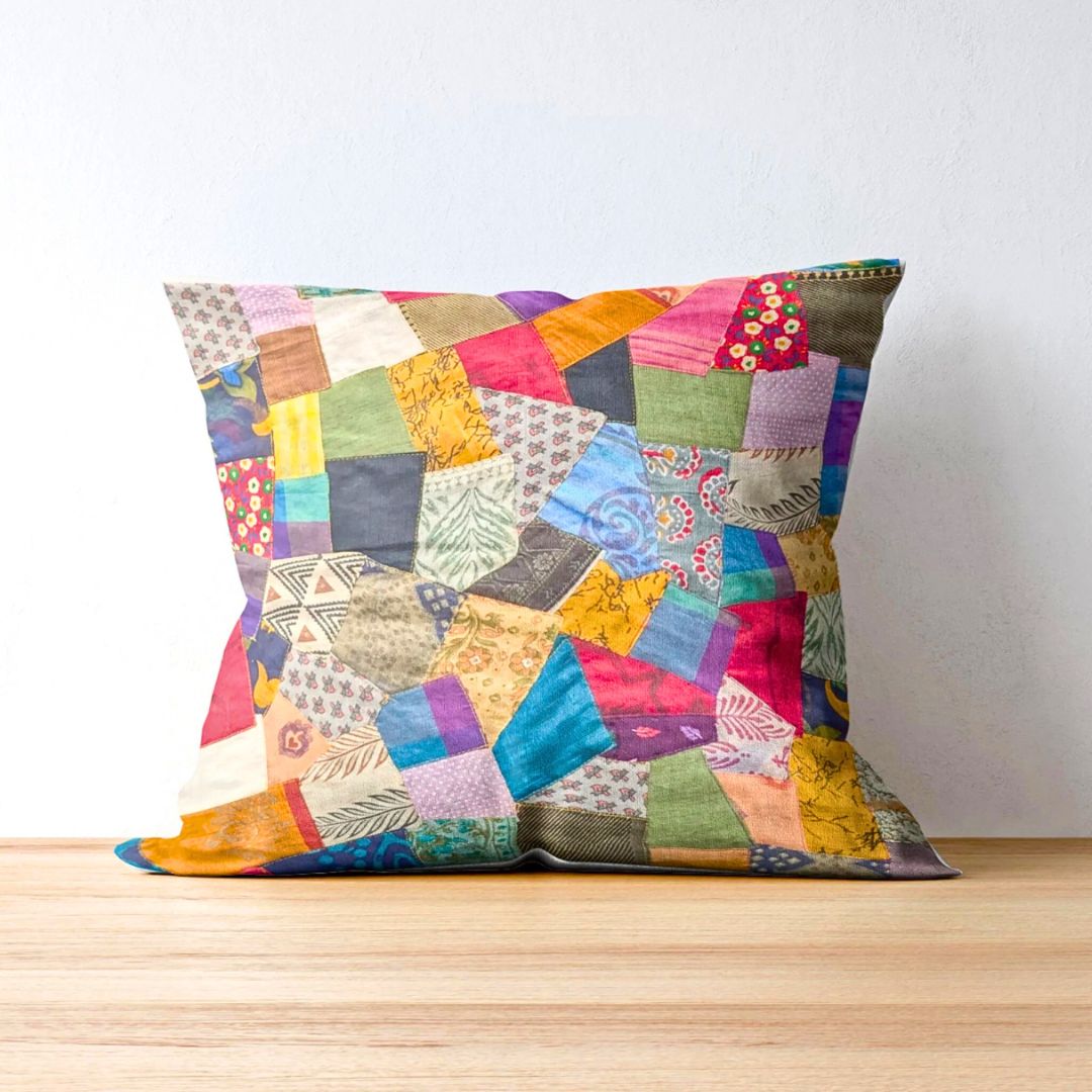 Handmade Patchwork Sari Cushion Cover