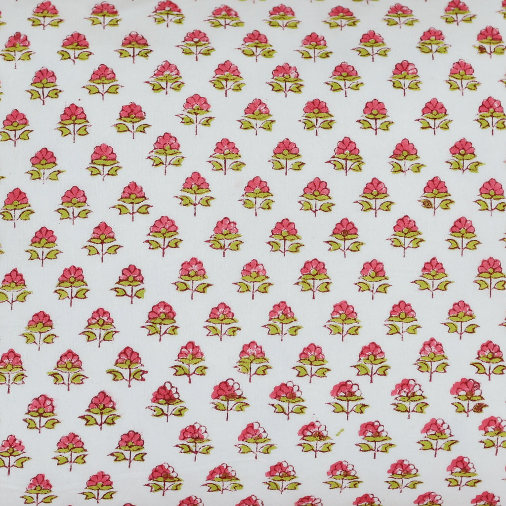 Pink Flower Wash Bag in Block Print Cotton with Waterproof Lining