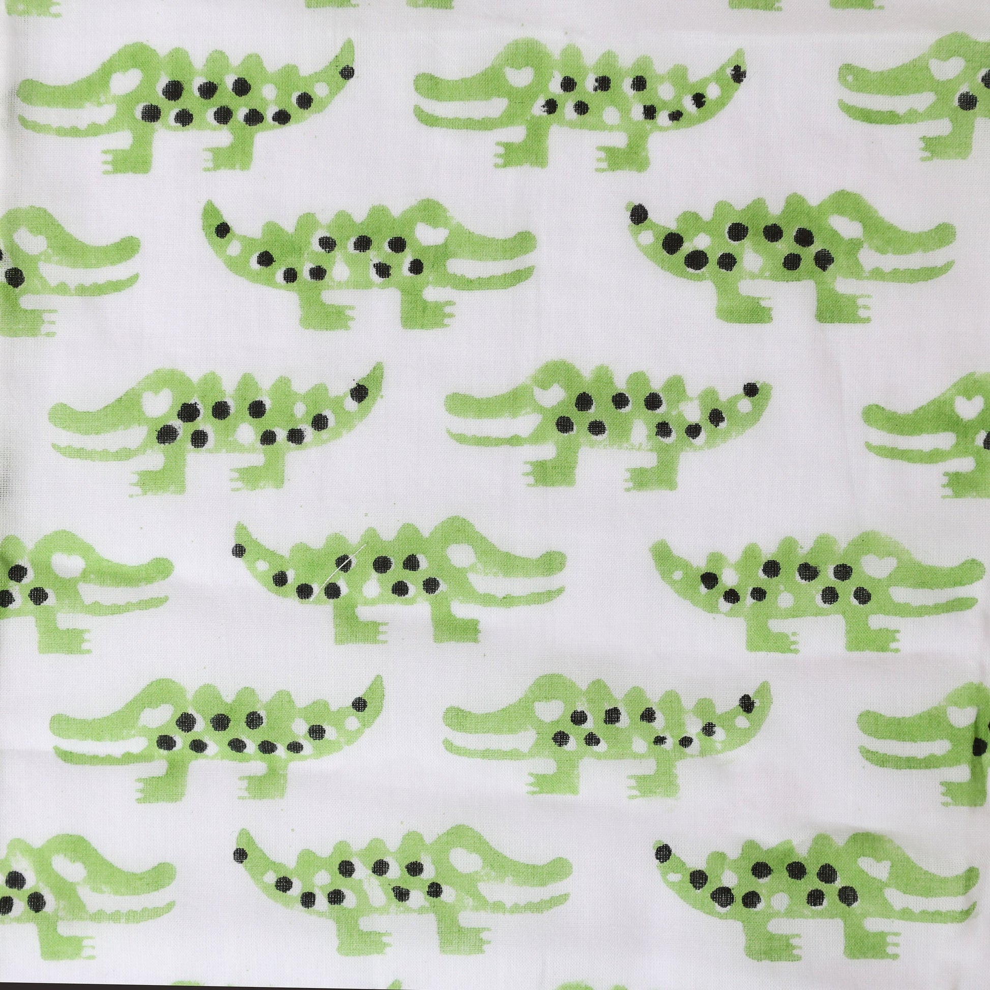 Crocodile Print Cotton Wash Bag with Waterproof Lining