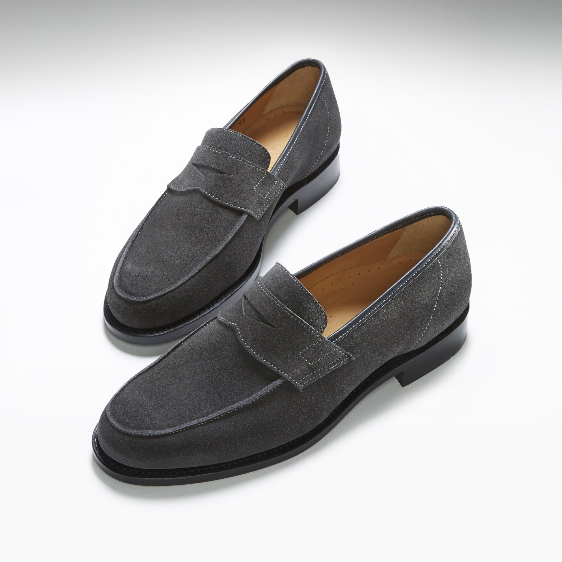 Slate Grey Suede Loafers, Welted Leather Sole