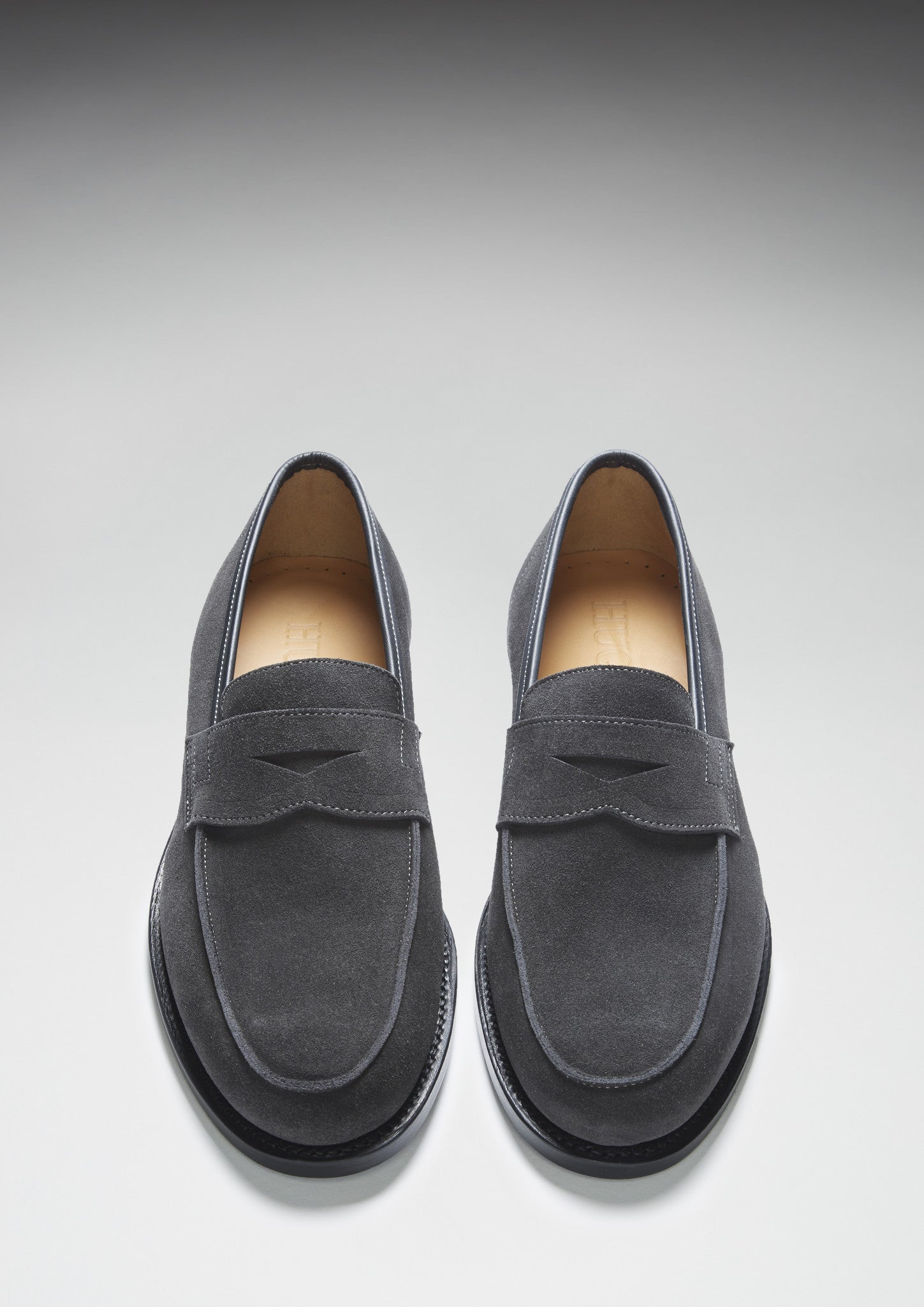 Slate Grey Suede Loafers, Welted Leather Sole