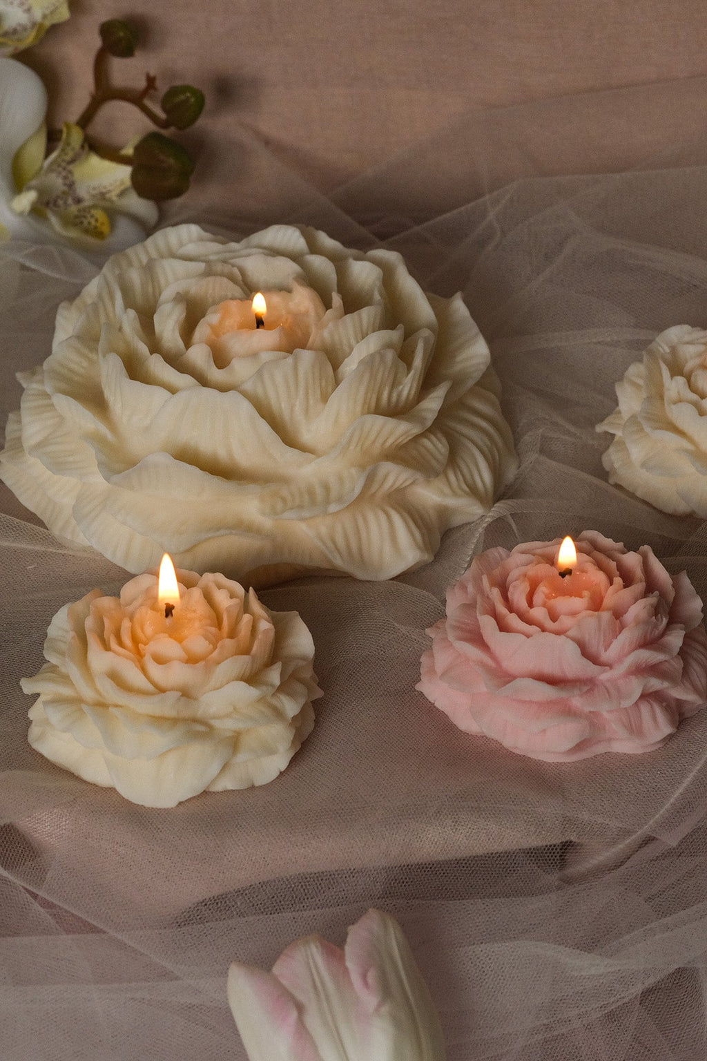 Peony Shaped Candle