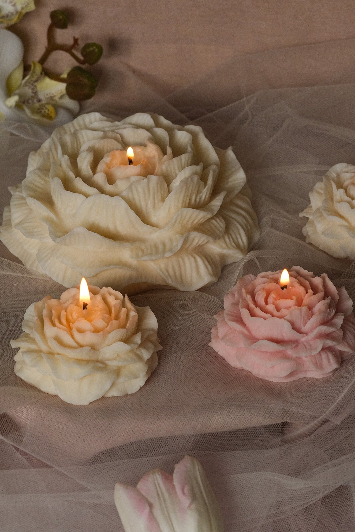 Peony Shaped Candle