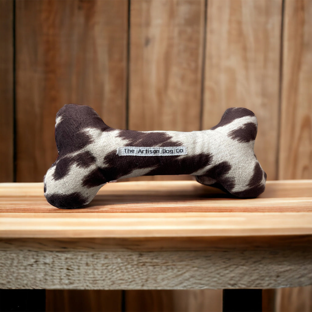 Handcrafted Toy Squeaky Dog Bone in Choice of Fabrics