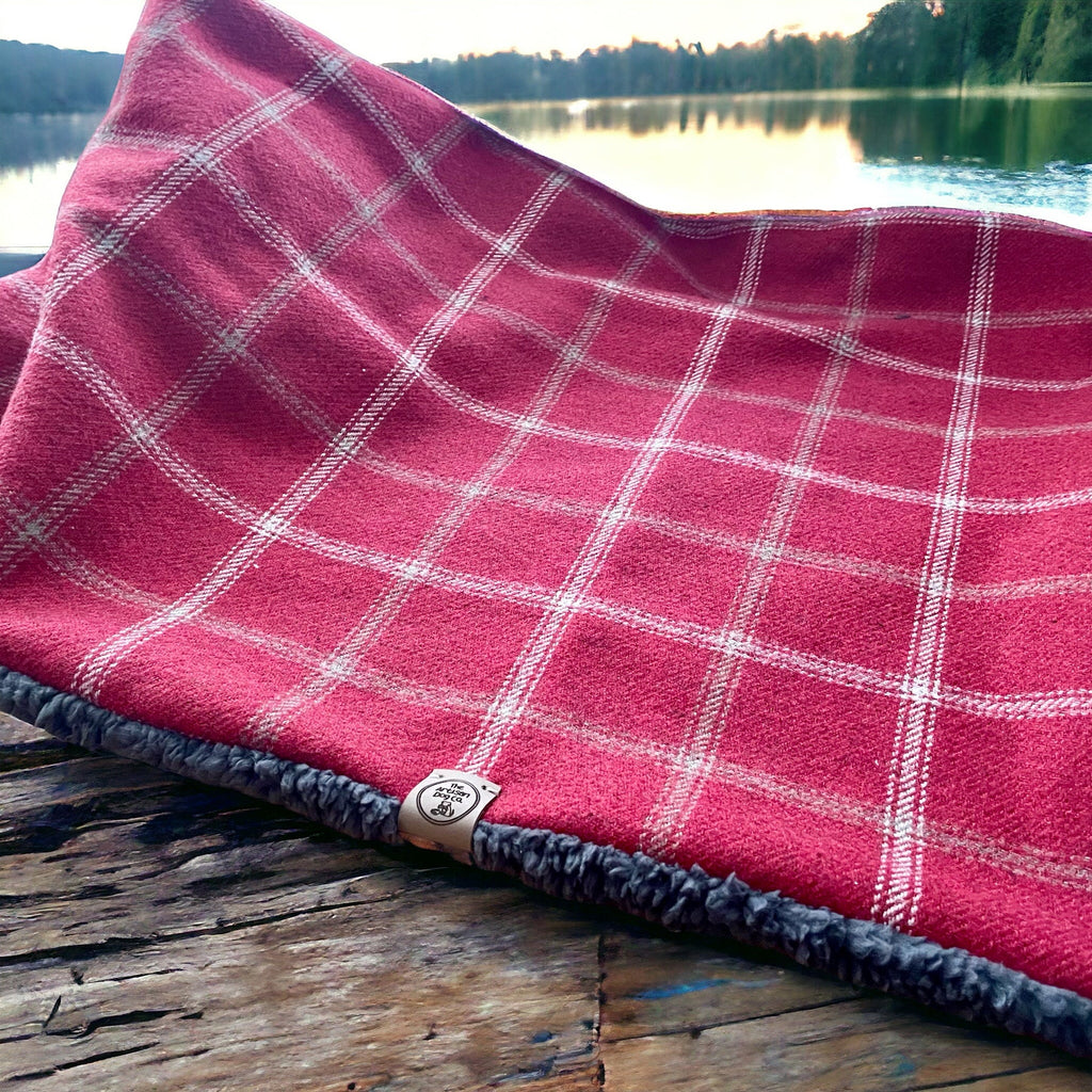 Luxury Handcrafted Red Check Dog Blanket