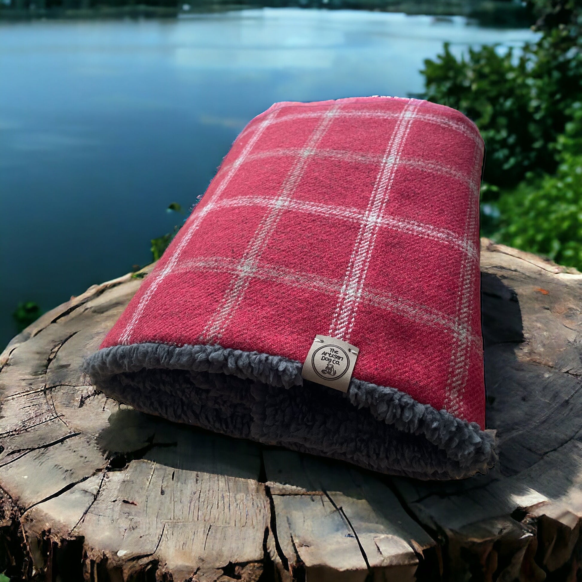 Luxury Handcrafted Red Check Dog Blanket