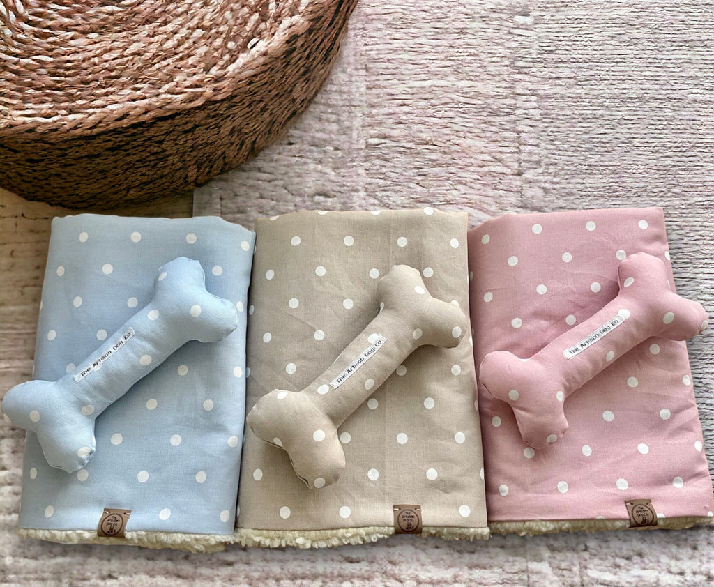 Handcrafted Squeaky Dog Bone Toy in Choice of Fabrics