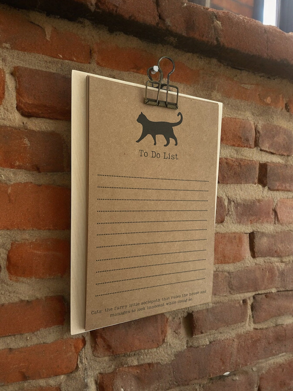 Cat Lover To Do List Clipboard with 10 Lined Pages