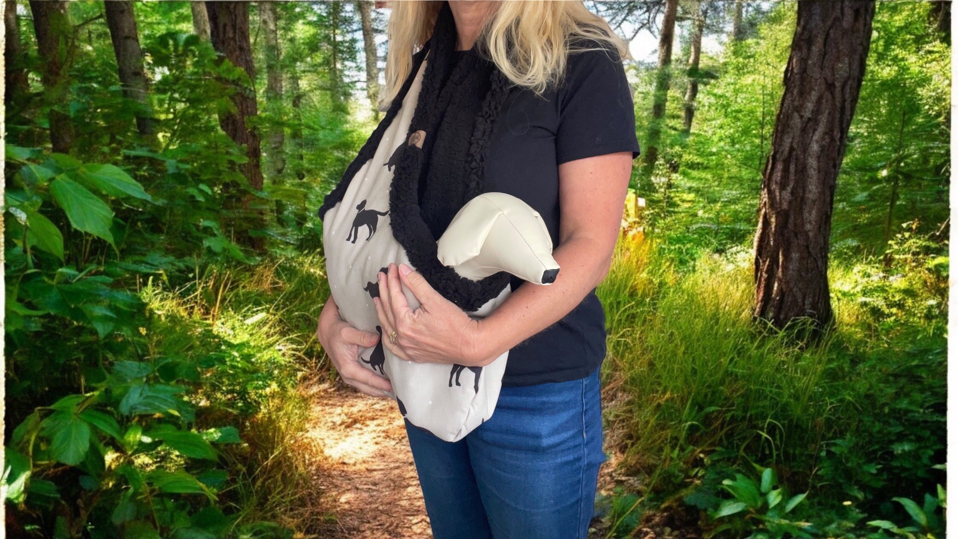 Handcrafted Luxury Small Dog Carrier Sling in Cotton with Dog Print