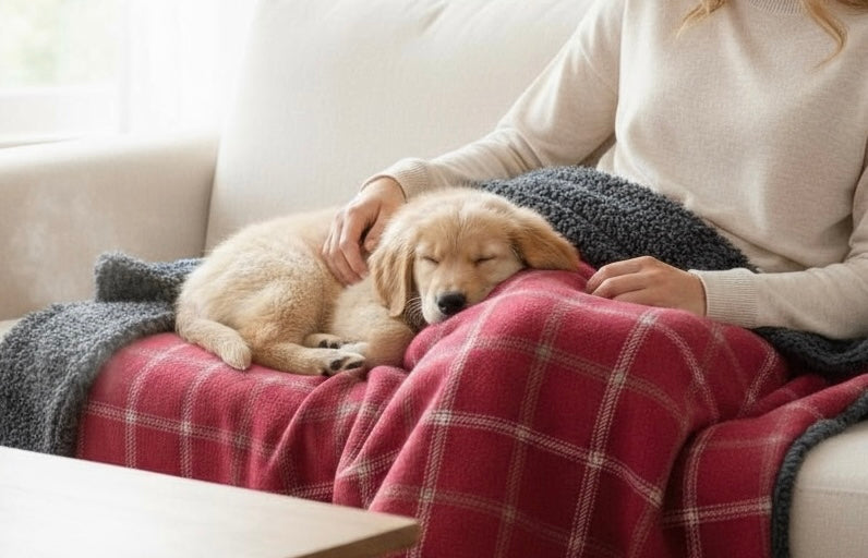 Luxury Handcrafted Red Check Dog Blanket