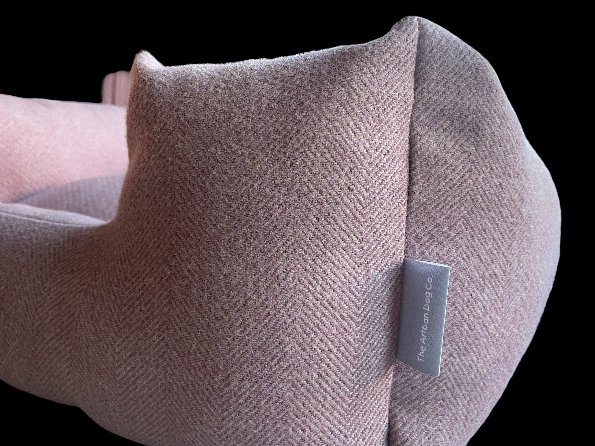 Handcrafted Luxury Dog and Cat Bed in Herringbone Fabric