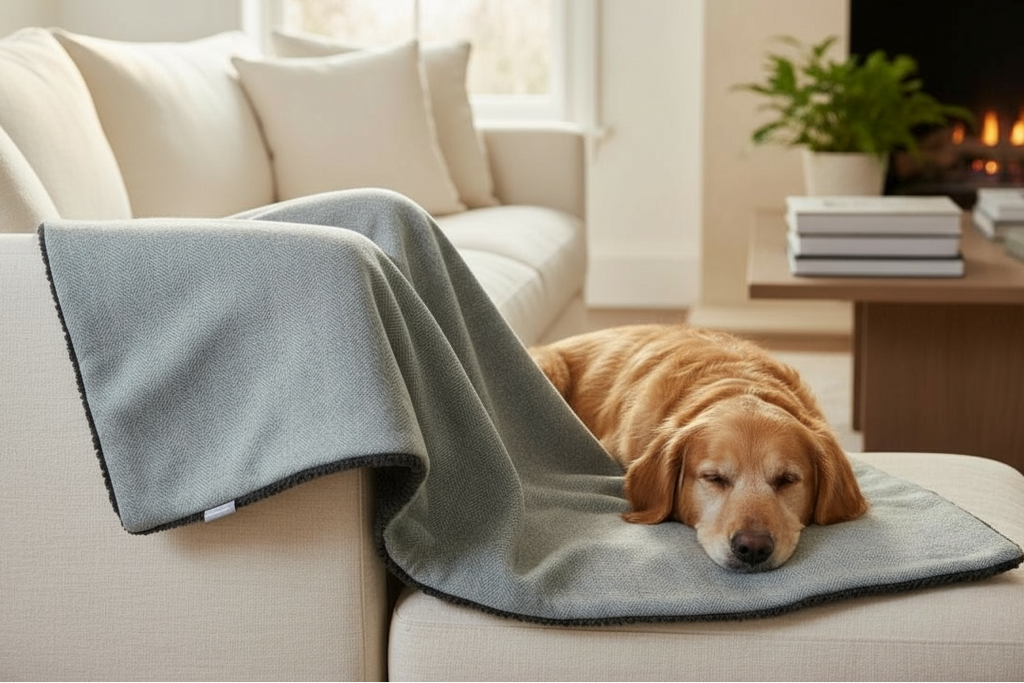 Handcrafted Pet Blanket Throw and Sofa Protector in Herringbone