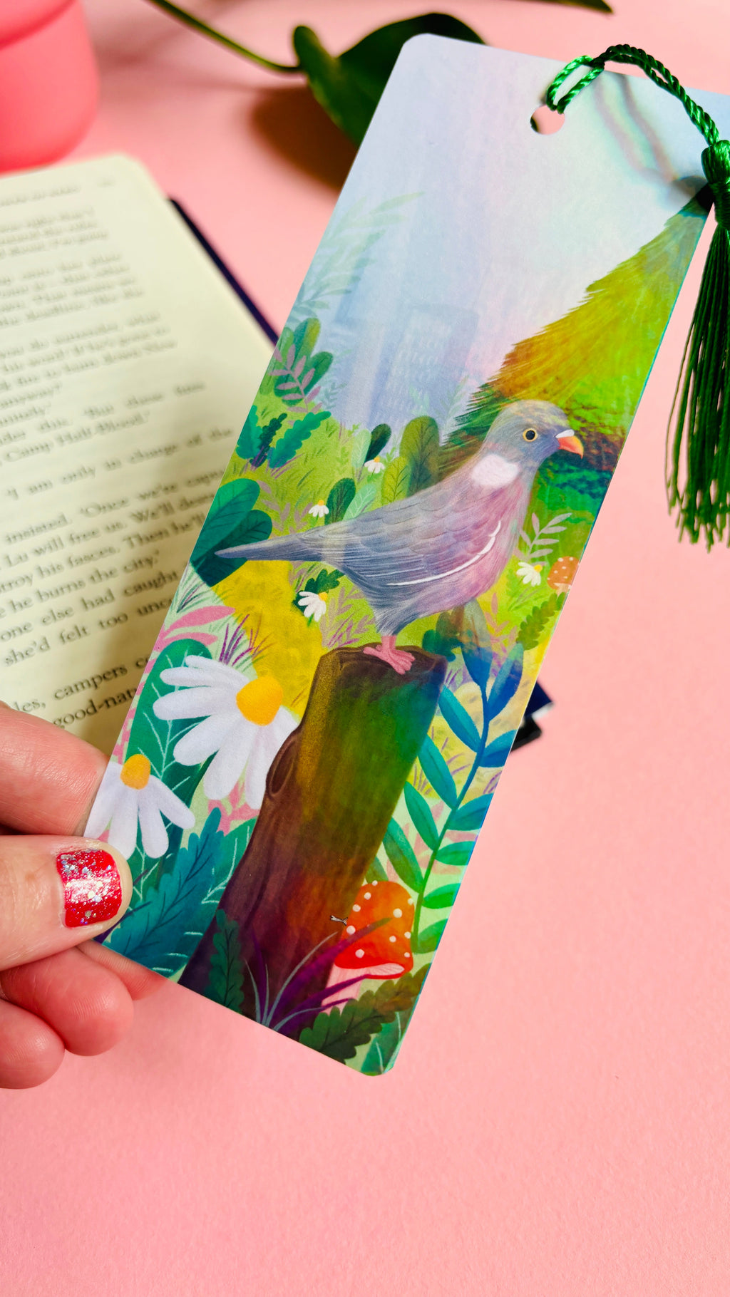Pigeon Gift Bookmark- Handmade Holographic Bookmark