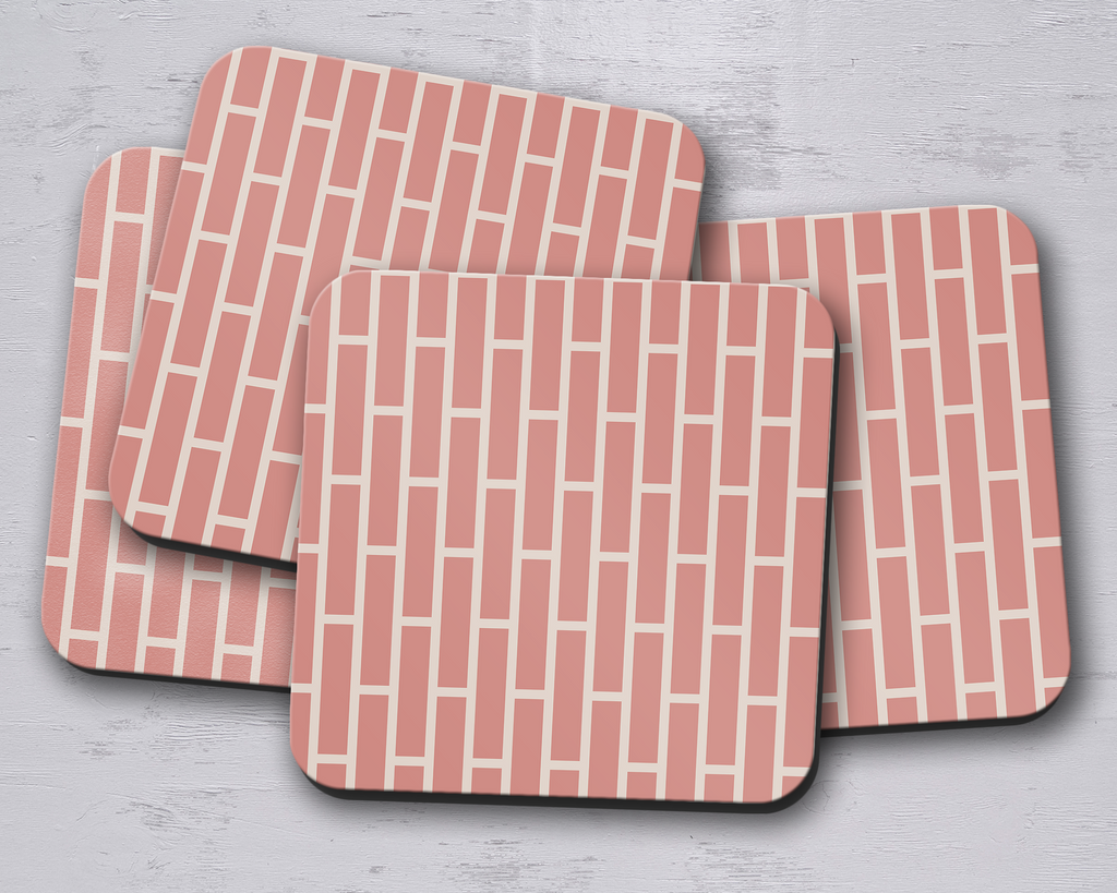 Pink Geometric Coasters, Table Decor Drinks Mat