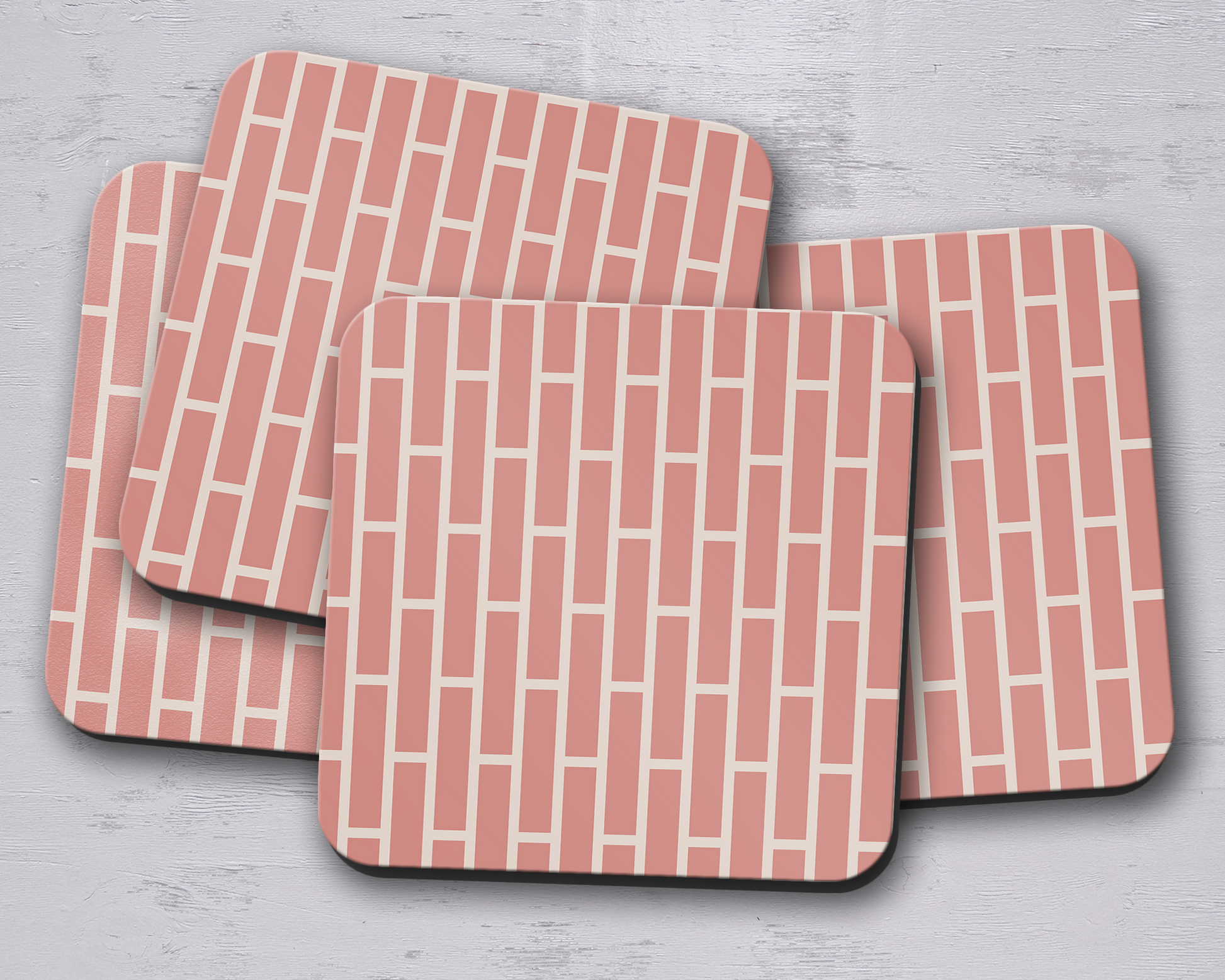 Pink Geometric Coasters, Table Decor Drinks Mat