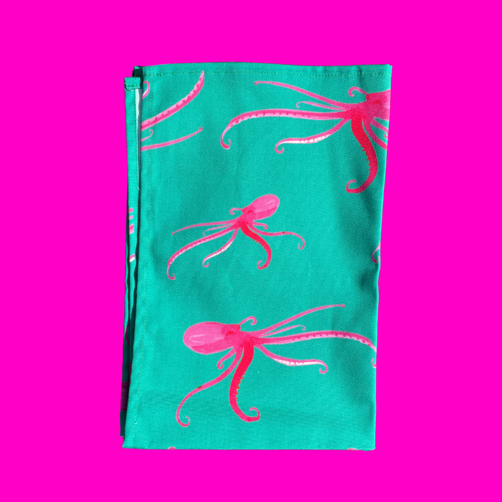 Oh So Bright Pink Octopus Tea Towel