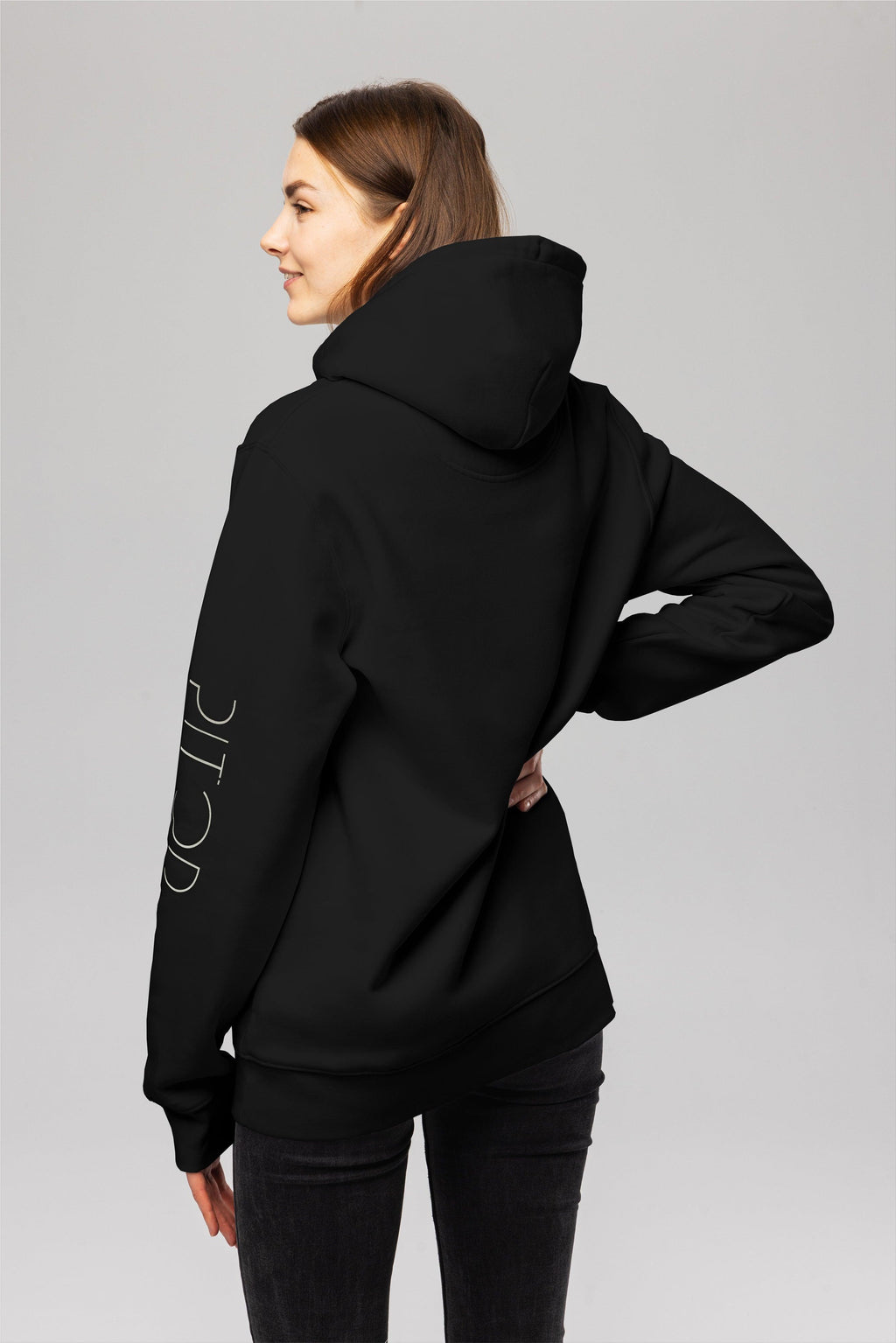 Organic Cotton Sleeve Hoodie in Black