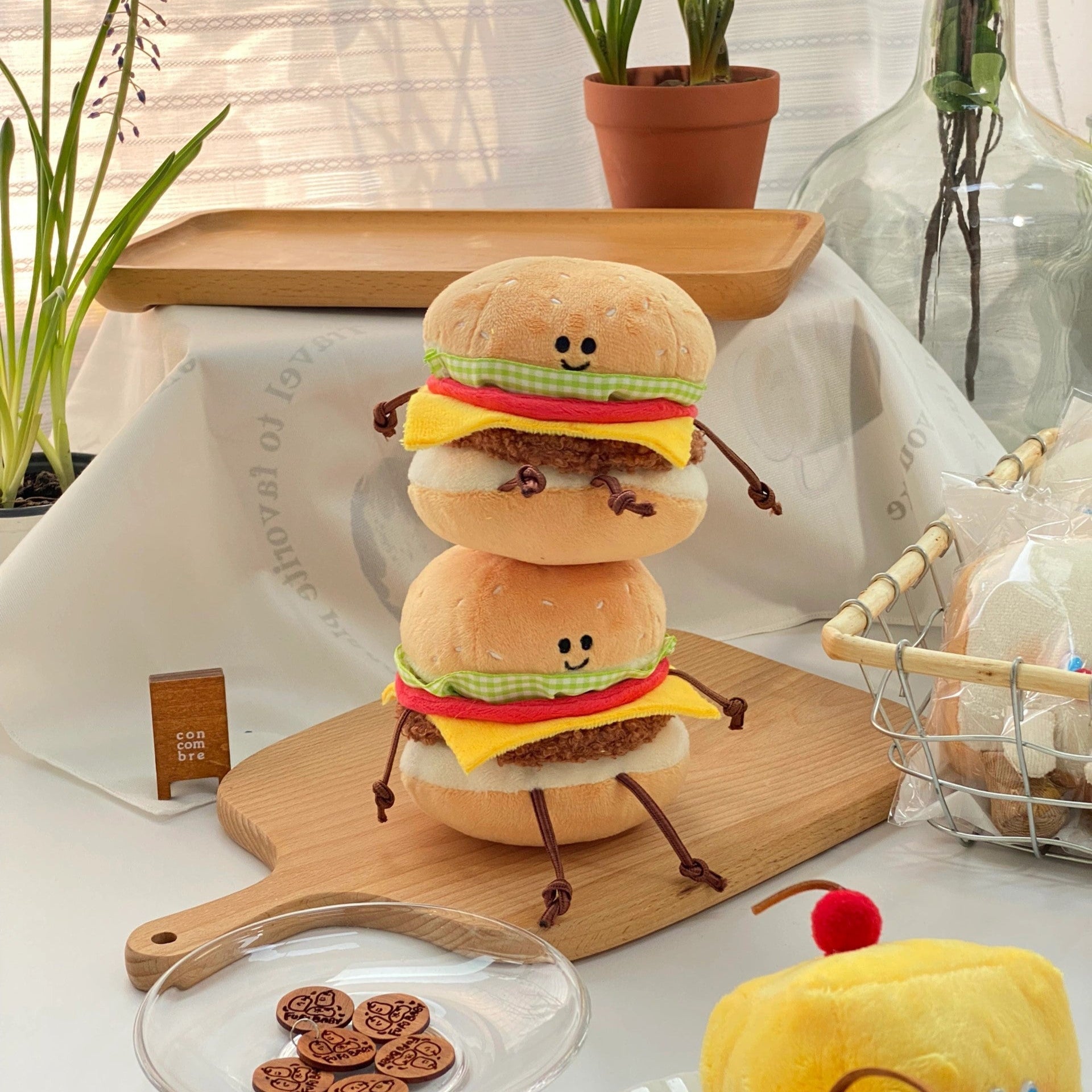 Burger Plush Toy with Clip