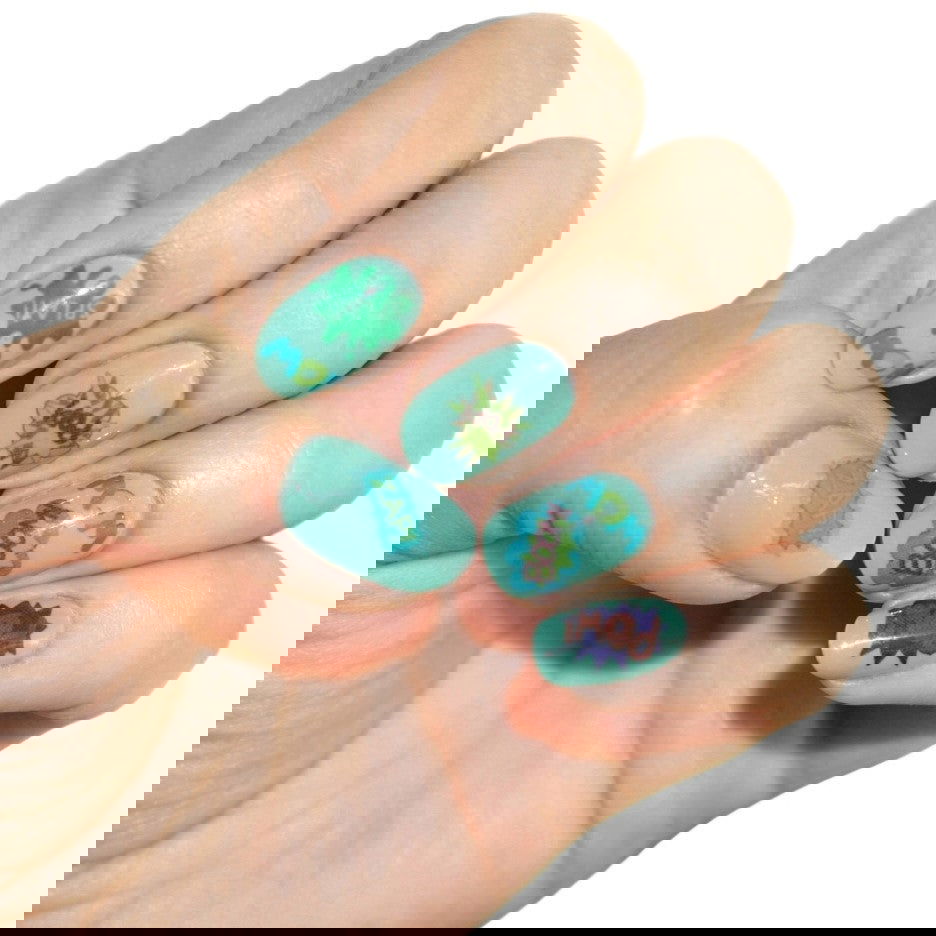 Pop Art Explosion Nail Tattoos