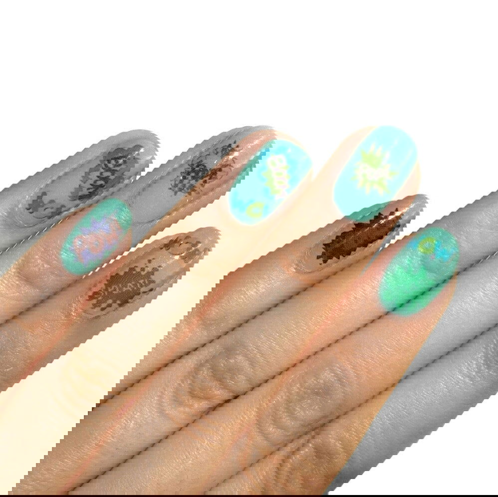 Pop Art Explosion Nail Tattoos