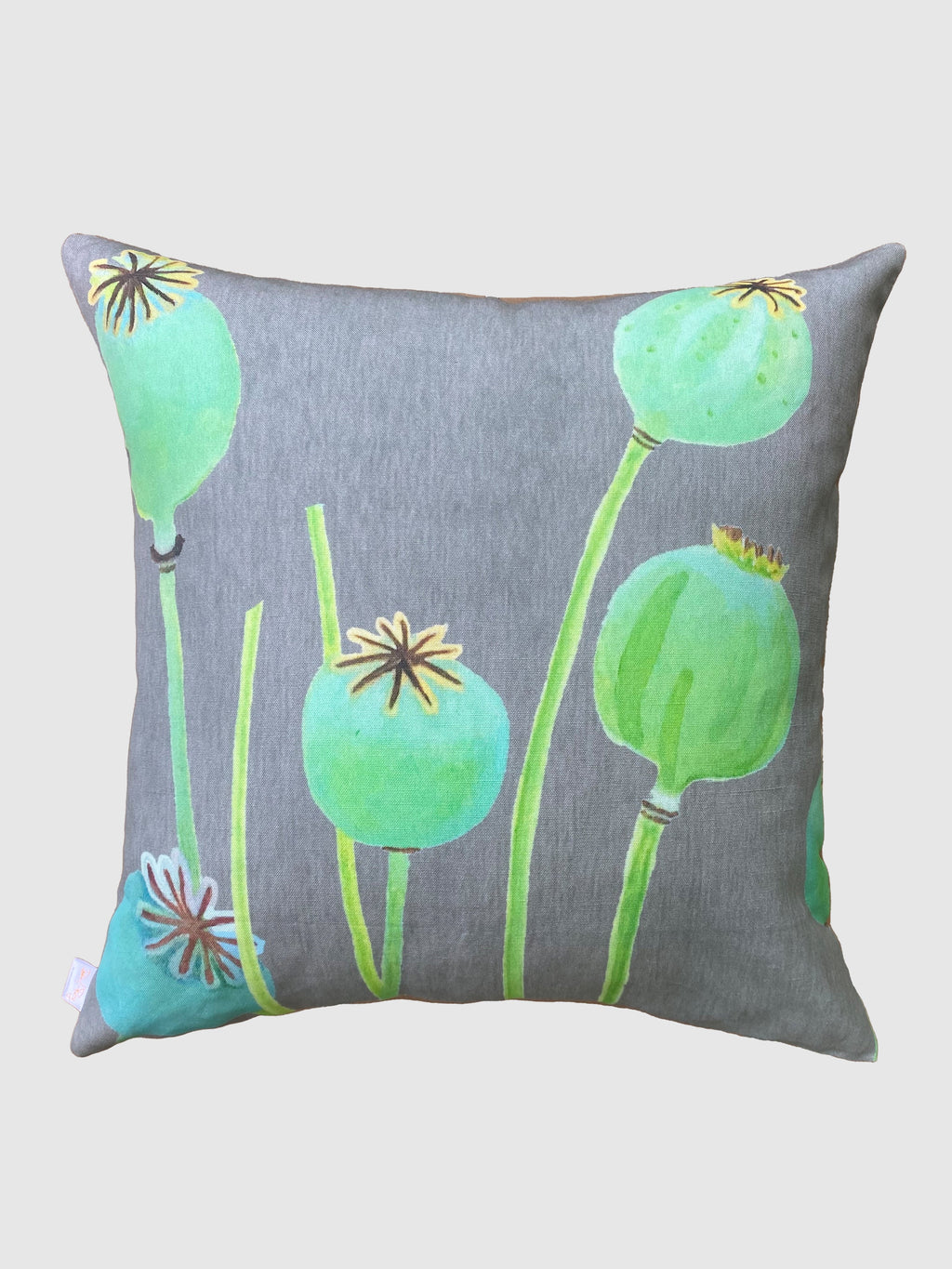 Poppy Pods Throw Pillow in Grey 18 inch Square