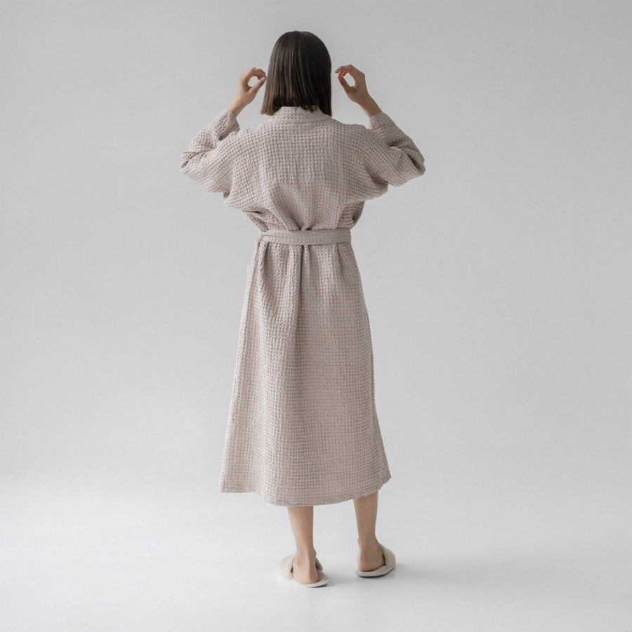 Oversized Honeycomb Waffle Linen Bathrobe – Stylish & Cozy by Linen Tales at www.brixbailey.com