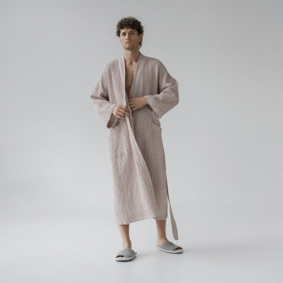 Luxurious Honeycomb Waffle Linen Bathrobe – Absorbent & Soft by Linen Tales at www.brixbailey.com