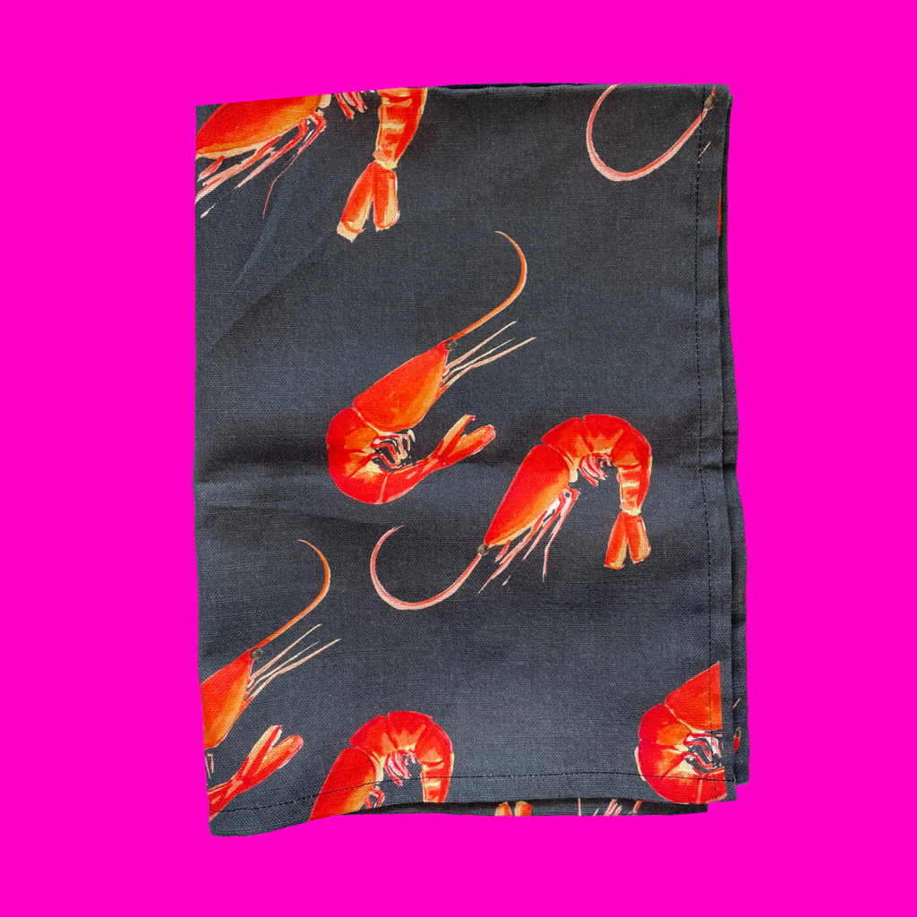 Oh So Bright Prawns Tea Towel