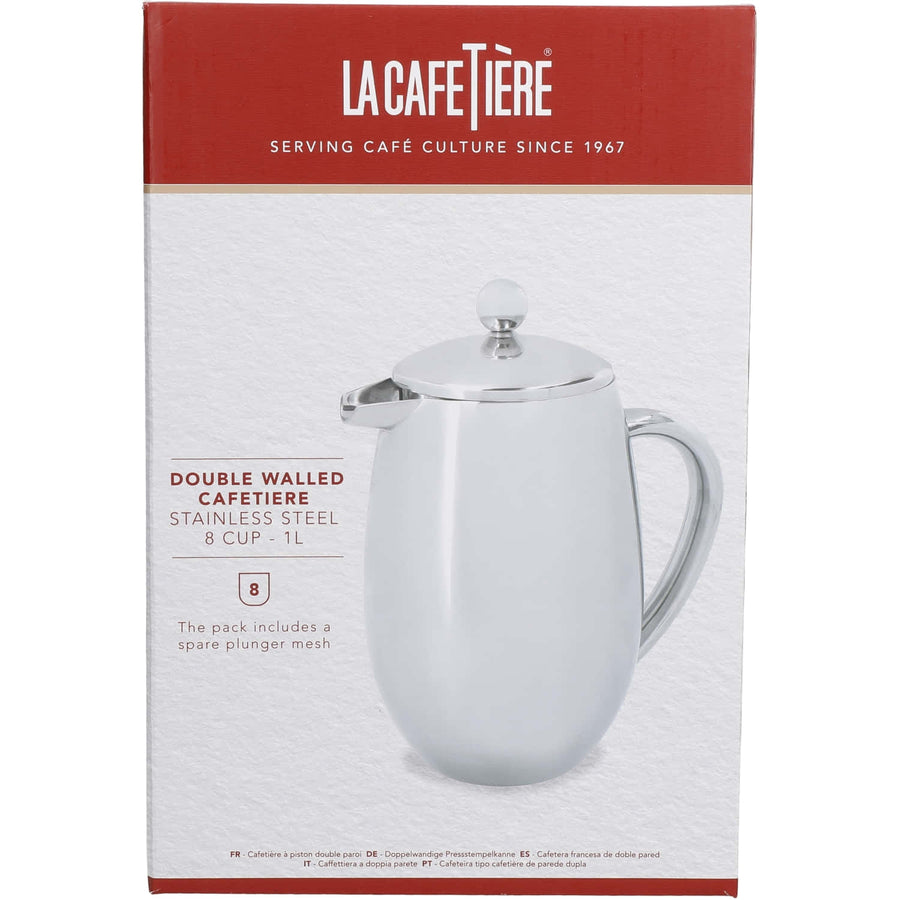 Elegant French Café Style Stainless Steel Coffee Maker – 1L Capacity by La Cafetière at www.brixbailey.com