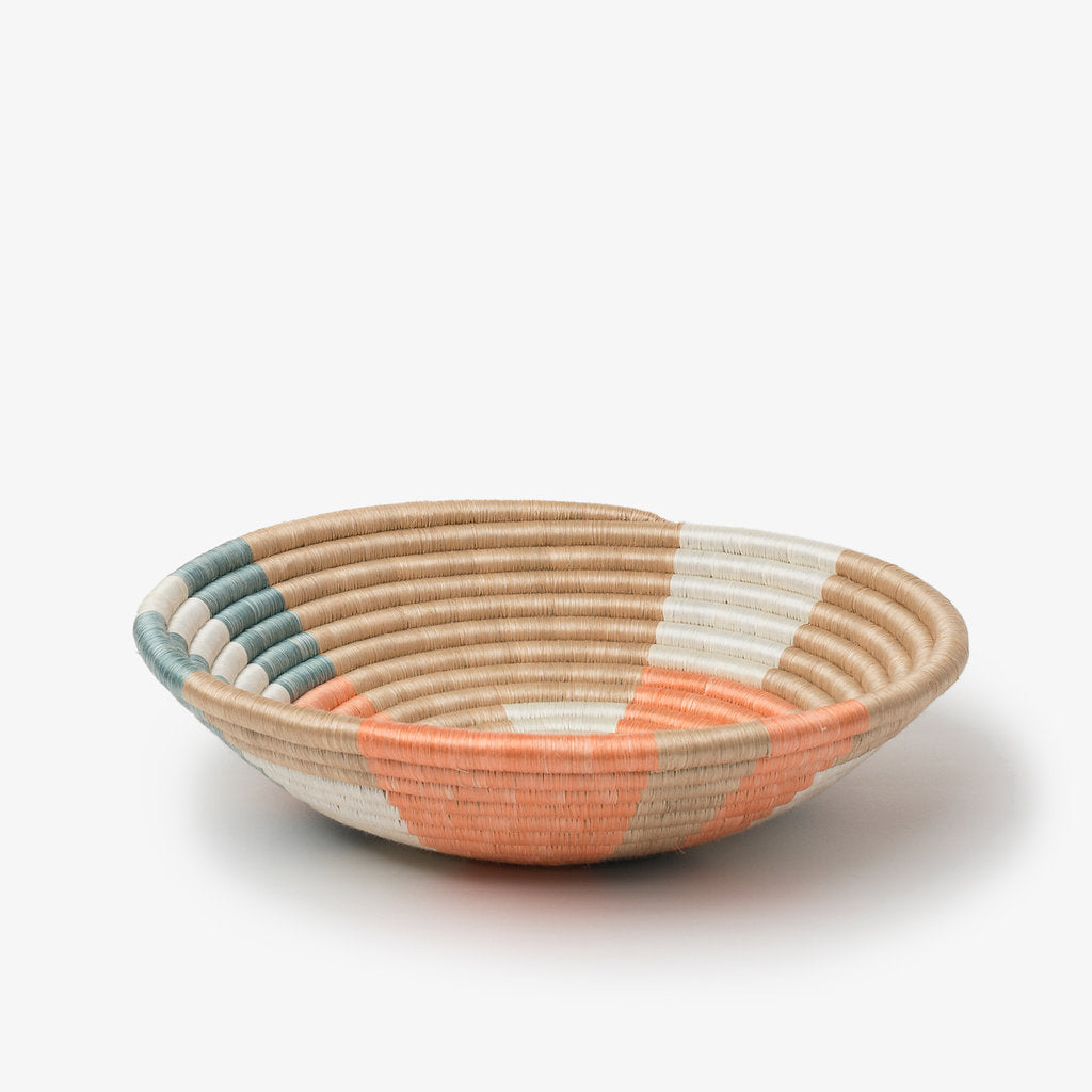 Prism Woven Bowls in Teal and Coral