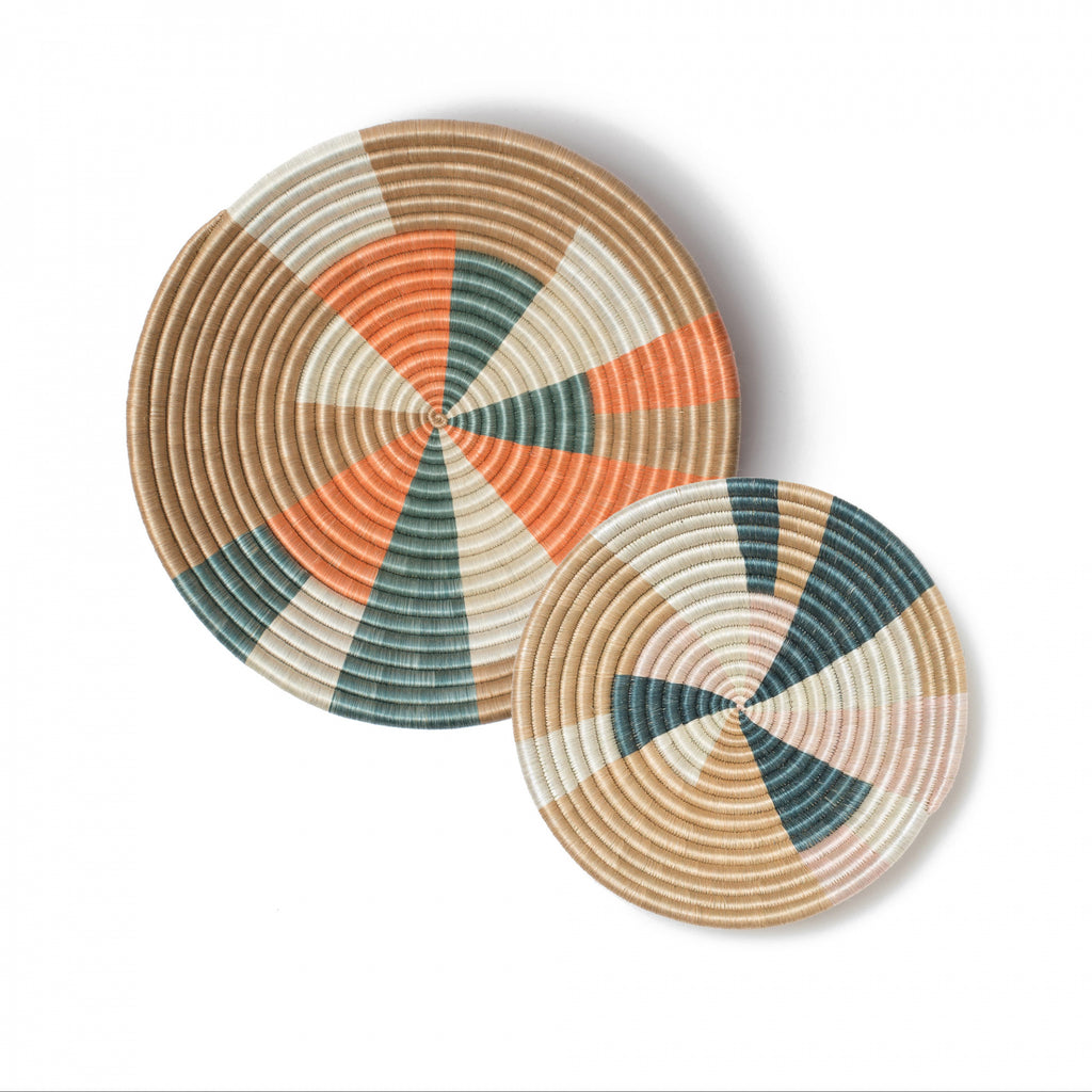 Prism Woven Bowls in Teal and Coral