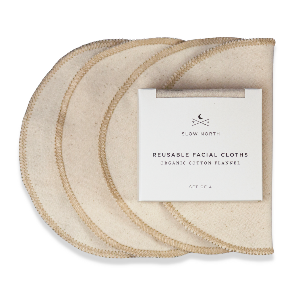 Set of 4 Reusable Organic Cotton Facial Cloths
