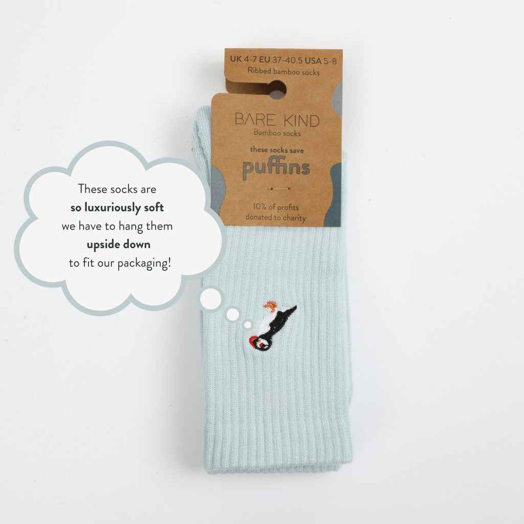 Save the Puffin Ribbed Bamboo Socks