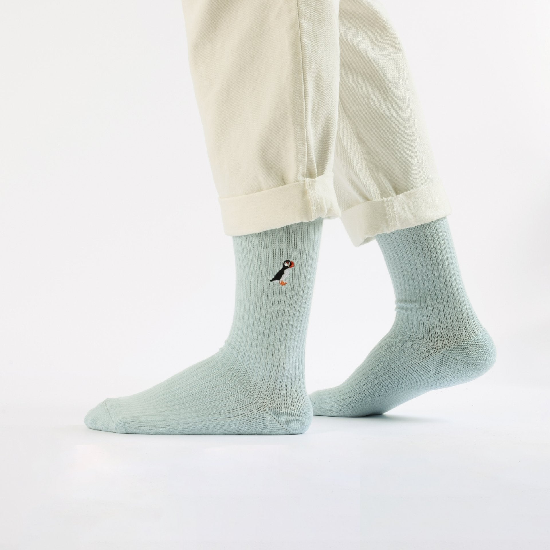 Save the Puffin Ribbed Bamboo Socks