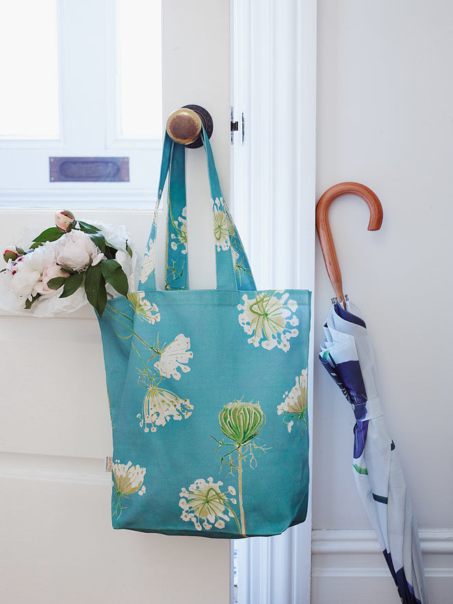 Queen Anne's Lace Tote Bag in Teal