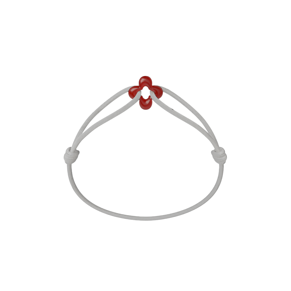 Mini Red Clover Cord Bracelet with Carnelian