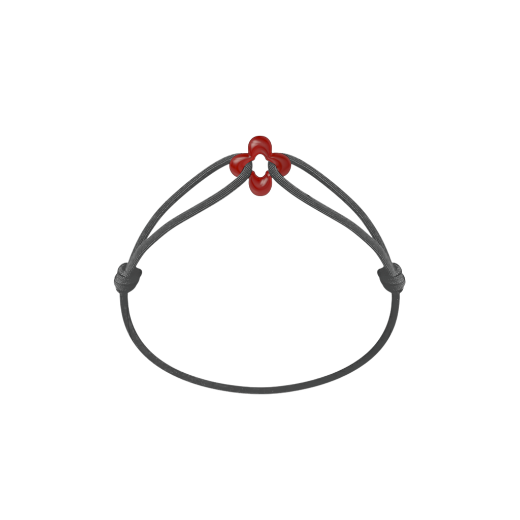 Mini Red Clover Cord Bracelet with Carnelian