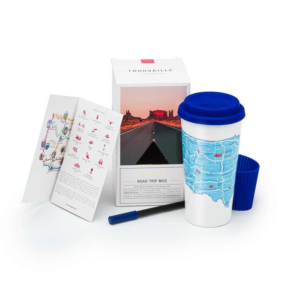 USA Road Trip Map Coloring Travel Mug