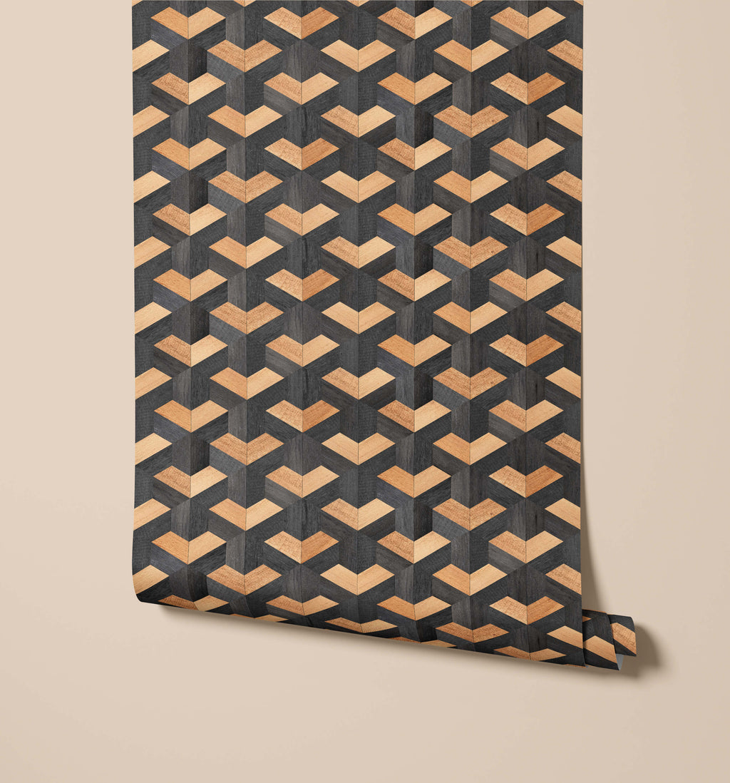 Radnor 3D Wood Cube Wallpaper