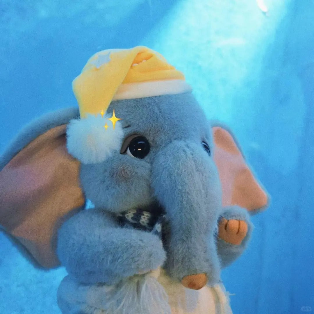 Handmade Soft Elephant Plush Toy with Tiny Bear Companion