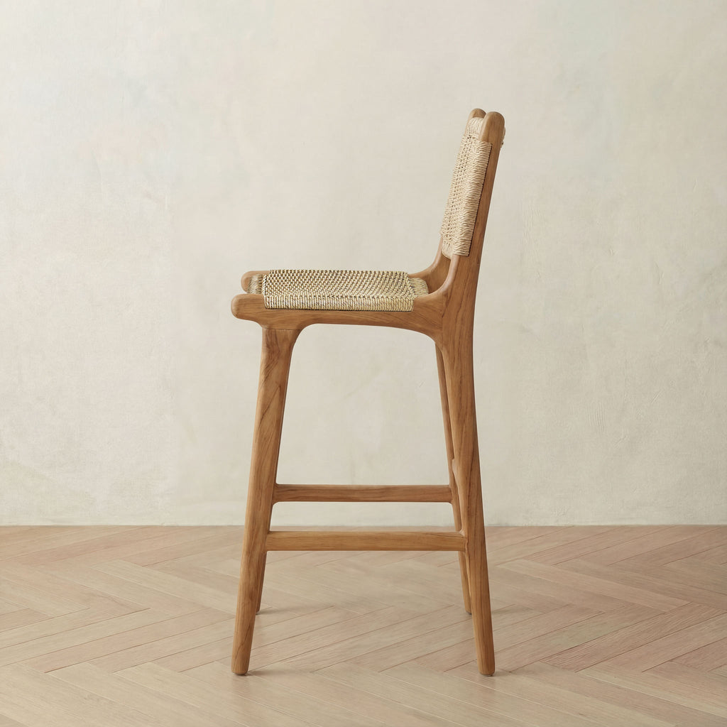 Zara Teak & Rattan Bar Stool (75cm Seat height)