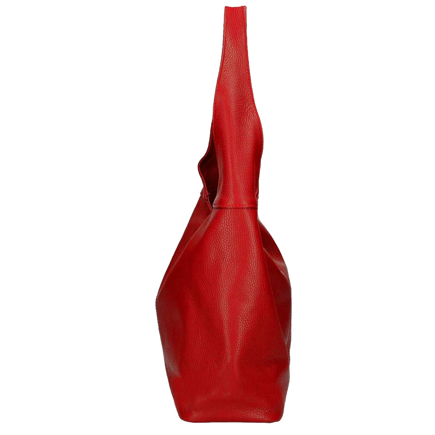 Red Soft Pebbled Leather Hobo Bag