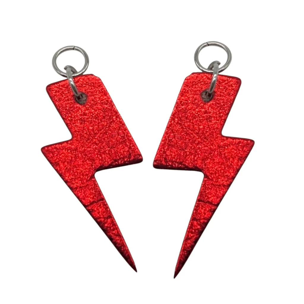 Red and leopard mini lightning bolt cork charms