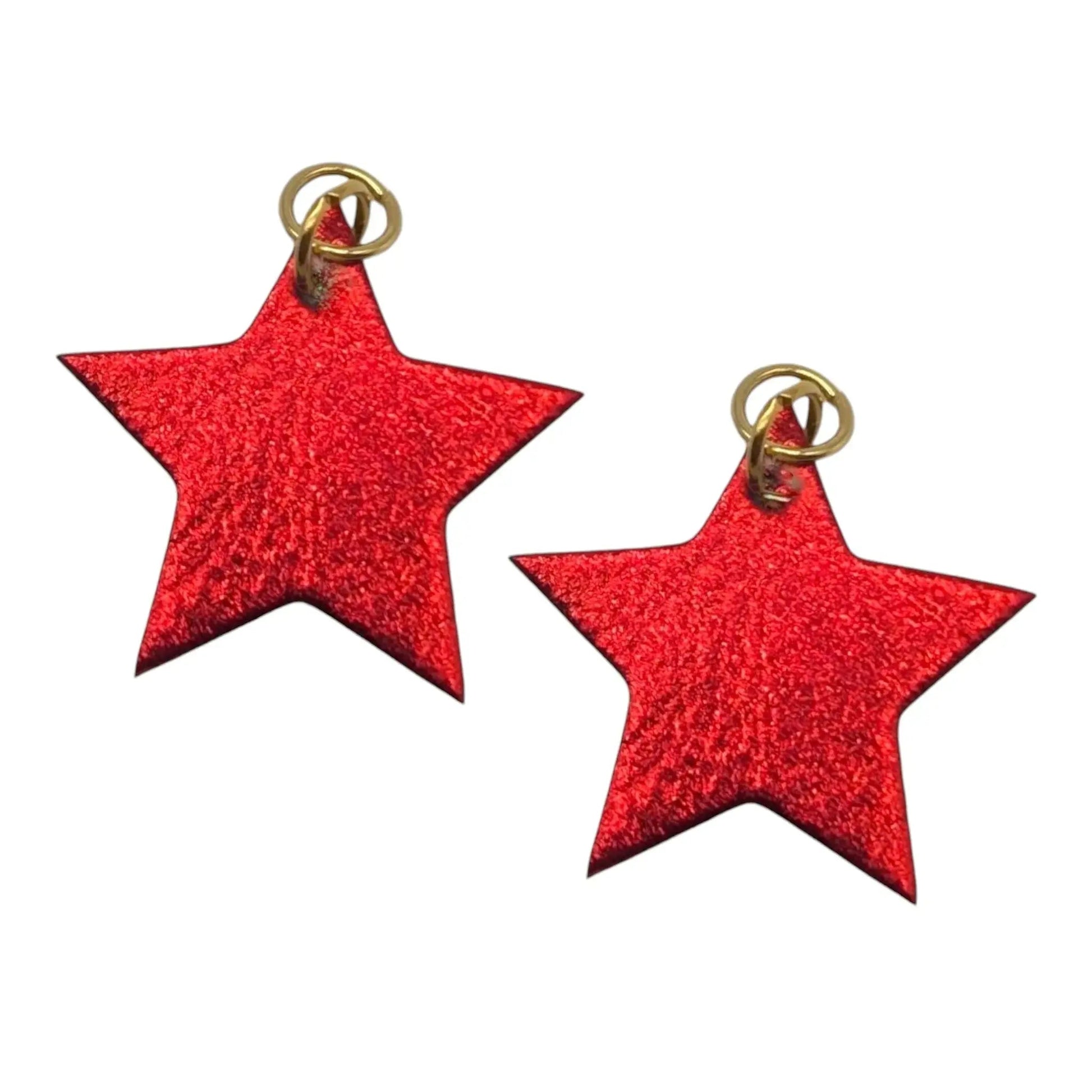 Red and flash mini star cork charms