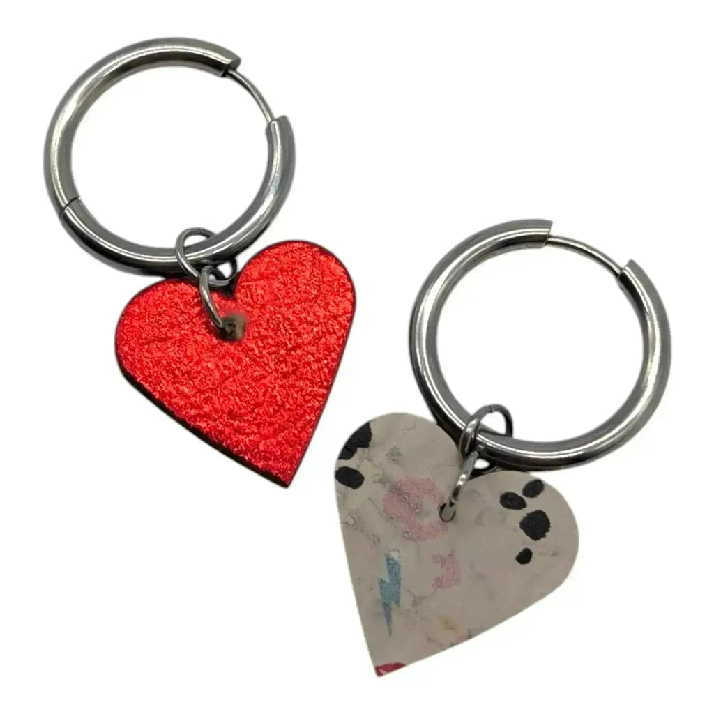 Red and flash mini heart cork charms