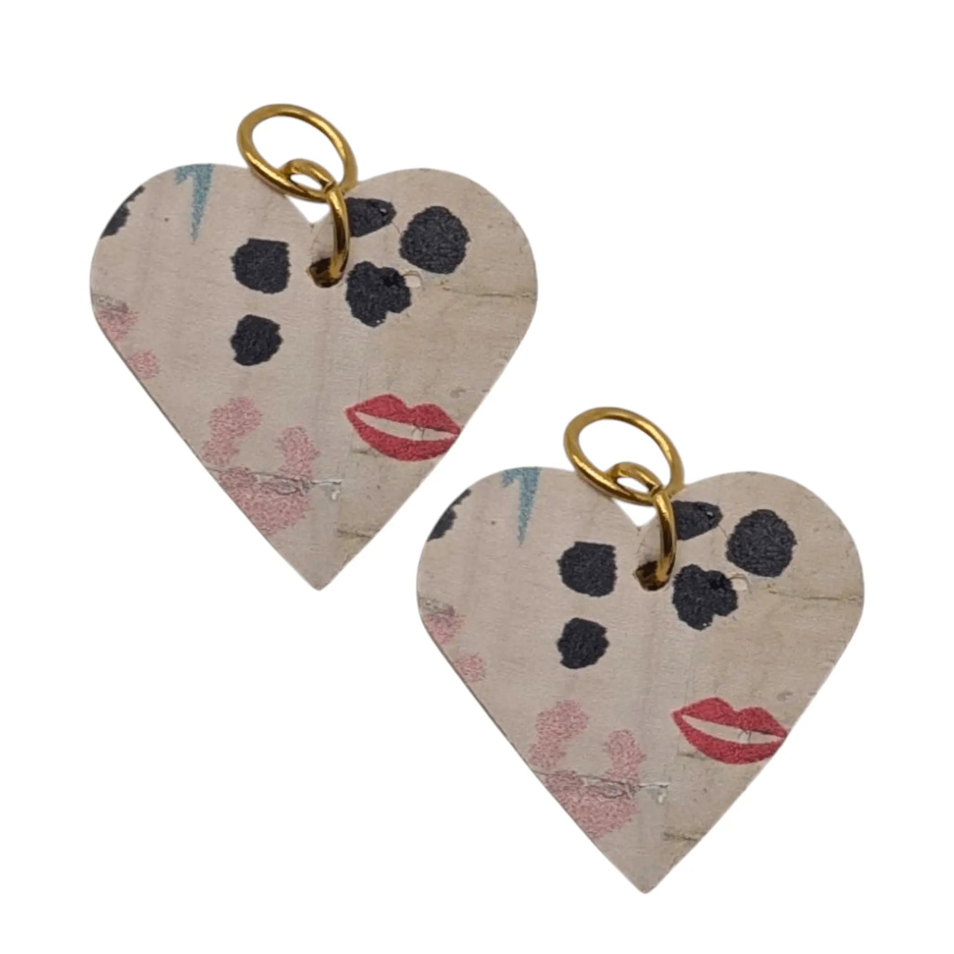 Red and flash mini heart cork charms