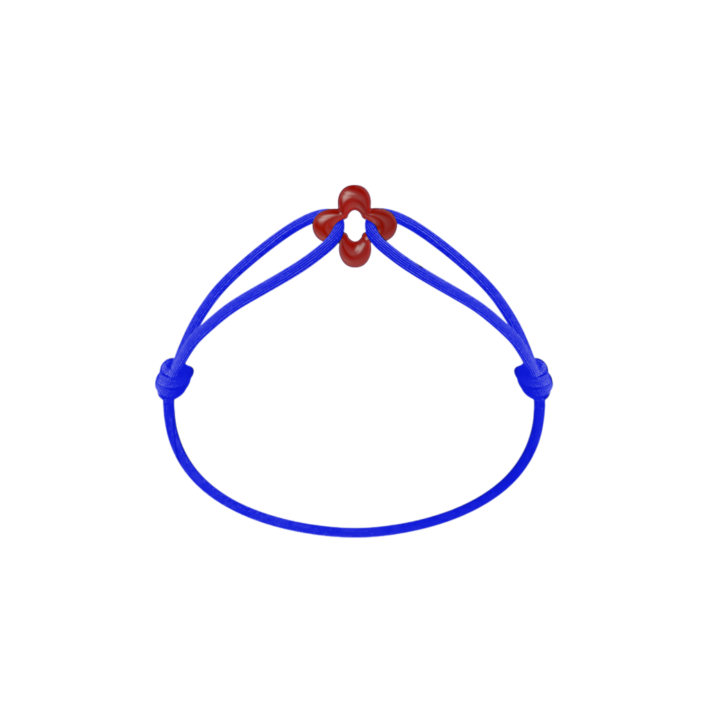 Mini Red Clover Cord Bracelet with Carnelian